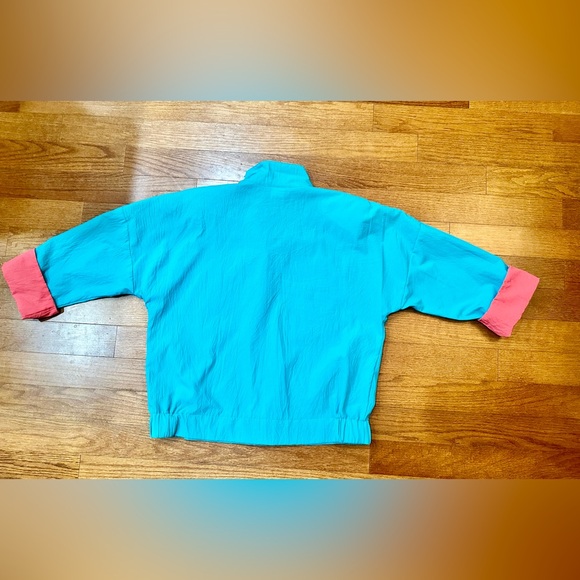 Vtg  80’S Petite Trends Teal & Pink Half- Sleeve Button Up Top Sz PL - Picture 3 of 6